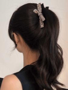 Elegant High-Definition Butterfly Knot Banana Clip Fashionable Vertical Hair Clip Stylish High Ponytail Versatile Hair Claw