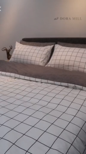 DORAMILL Premium Cotton Quilt Cover Fitted Bedsheet Set Minimalist 4in1 Queen /3in1 Single Cadar Getah Keliling BAA