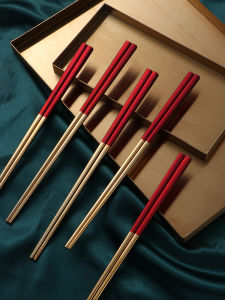Nordic Anne Red Stainless Steel Chopsticks Set High Aesthetic Value Single Spoon Ins Dinnerware Set for Home Use
