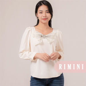 RIMINI - Atasan Wanita Bluss Holiday Dinner Lengan Panjang Ribbon XS-XXXL - Vaine Top 85848