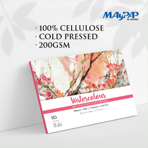 MayArt FB Watercolour Paper Pad 200gsm 100% Cellulose Cold Pressed A3/A4