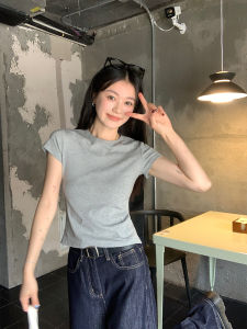 Zhang Xiao Oxygen Womens Slim Fit Short Sleeve T-Shirt round Neck Simple Design Cotton Summer Top Fashionable Small Shirt