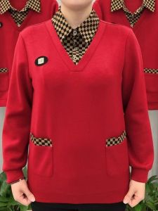 Spring Fashion Long Sleeve Base Layer Top for Middle-Aged Mothers Slimming Stylish Mid-Aged Womens T-Shirt Korean Style Commute