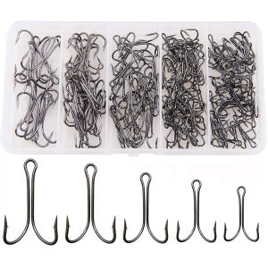 Fishing Double Hooks Set Classic High Carbon Steel Dual Frog Hooks Barb Fishing Bait Hooks Saltwater Freshwater 1#-8#