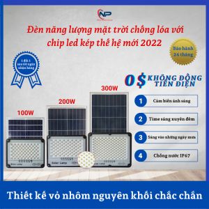 [Quà 20k]Đèn Led Năng Lượng Mặt Trời Chống Lóa  Công Suất 300WnhatphongsolarVỏ Nhôm Nguyên Khối Hiển Thị Phần Trăm PinDây Dài 5MCảm Biến Ánh SángĐiều Khiển Từ Xa Chống Nước IP67quà tặng 2 cuộn băng dính