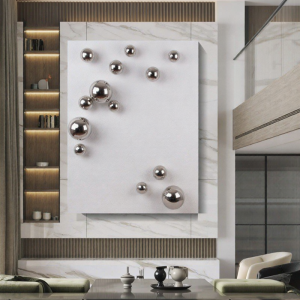 3D Stainless Steel Ball Vertical Entryway Decorative Artwork
