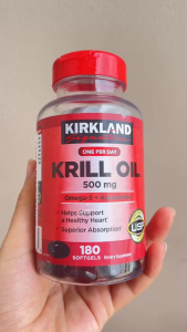 Dầu Nhuyễn Thể (Dầu Tôm) Kirkland Krill Oil Omega 3 + Astaxanthin 500mg 180 Viên Hỗ Trợ Tim Mạch
