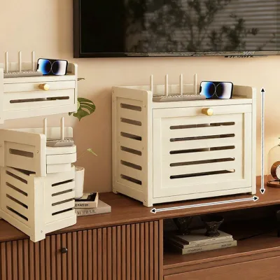 TUOJUE | Living Room Router Placement Rack Wifi Storage Box Cable Concealment Simple Style No Drilling Required TV Box Optical Cat Storage Shelf
