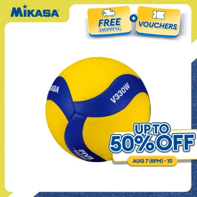 Mikasa V330W VW Series Volleyball Size 5 with 18 panel and High Grade Synthetic Leather (Yellow/Blue)
