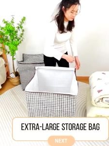 Storage Bag Blanket Storage Portable Handle Double Zippers Closure Large Opening Dust-proof Quilt Organizer 110L- Keimav