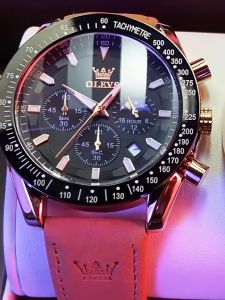 OLEVS 9957 Chronograph Leather Strap Watch For Men Outdoor Sports Waterproof Wristwatches Relogio Masculino