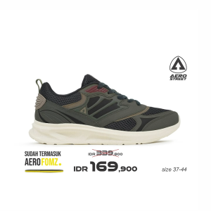 Aerostreet 37-44 Denver Krem Army Merah - Sepatu Sneakers Casual