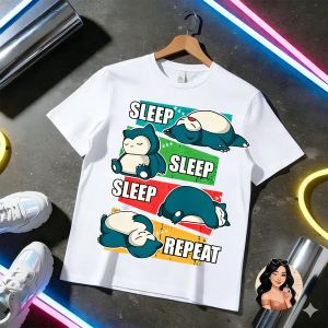 Bandai | Snorlax Graphic T Shirt Man Women Y2k Oversized Pokemon Anime Short Sleeve Tee Summer 2026 Streetwear Casual Tops