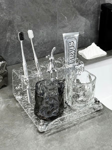 Bathroom Toilet Storage Rack Toothbrush Toothpaste Organizer Shelf Wash Basin Cup Holder Luxury Style Plastic Bathroom Shelf