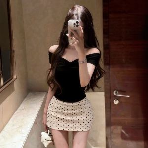 CHANGTONG | Unique Korean Style Off-Shoulder Top and Skirt Set