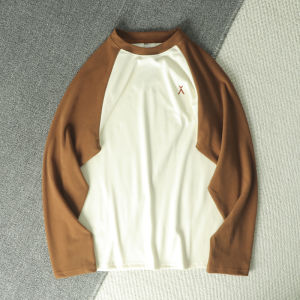 Áo Thun Dài Tay Thoải Mái Double-sided Velvet Cổ Đứng Mùa Thu Đông Màu Tương Phản Thời Trang Thành Phố Thường Ngày Cho Nam