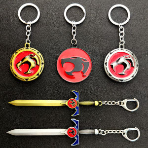 Thundercats 3D Keychain Leopard Panther Head Shield Sword Metal Key Chains for Men Car Keyring Fashion Jewelry Souvenir Gifts