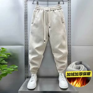 New Arrival Mens Spring and Autumn Pure Cotton Exercise Casual Pants Jogger Pants Knitting Slim-Fit Pants Basketball Loose Velvet Sweatpants