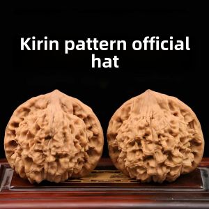 Lions Head Four Buildings a Pair of Officers Cap Hand Holding Ball Plate Walnut Hand Pieces Stuffy Tip White Lion Wild Niche Style