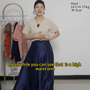 Philippine Women Fashion Everyday SatinBack Zipper Elastic High Waist Casual Maxi Skirt Elegant 2228