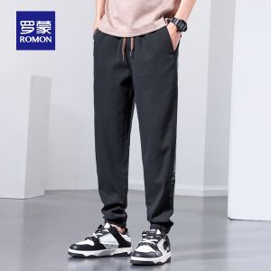 ROMON | Loose Casual Mens Workwear Trousers Spring Summer New Style Harlan Cuffed Elastic Trendy Brand Long Pants Youthful Energy Style