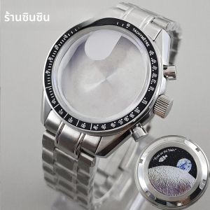 ตัวเรือนนาฬิกาข้อมือผู้ชาย VK63 ขนาด 39.7 มม. ลายพระจันทร์ ฝาหลังโครโนกราฟ สำหรับกลไก VK63A VK64 สำหรับอะไหล่นาฬิกา OMG ใช้ได้กับสายขนาด 20 มม.