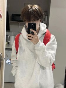 Cleanfit Light Gray Shandong Jimo Sweatshirt Mens 600G Heavy Weight Stiff Hoodie American Retro Outwear