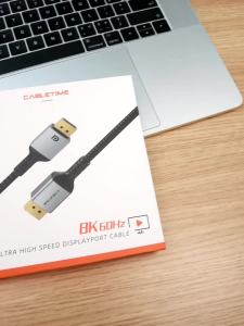 CABLETIME 8K DisplayPort Cable 60Hz 4K 120Hz DP 1.4 Video Audio HDR Cho Xiaomi TV Box PC Laptop Vỏ Nhôm Bện Nylon