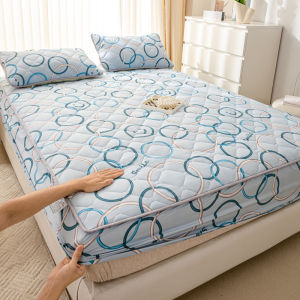 (1PC) Printed Thickened Quilted Waterproof Fitted Bed Sheet 3/4/5/6ft. Mattress Cover Bedspread(without Pillowcase)