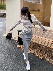 Spring New Gray Modal Skirt Female Dress Casual Easiest for Match High Waist Sheath Silm Slimming Office Lady Skirt