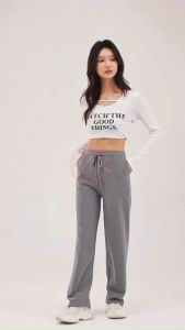 MK Drawstring Pants Women Casual Daisy Drawstring Slim Straight Pants Seluar Perempuan Bertali [P6-998]