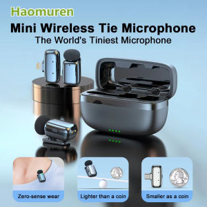 Haomuren Wireless Lapel Microphone Wireless Bluetooth Microphone for iPhone iPad Android Type-C Video Recording Live Broadcast
