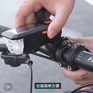 Solar Sepeda Lampu Senter Depan dengan Tanduk & USB Isi Ulang