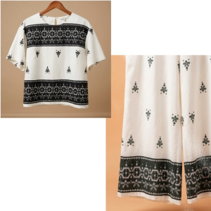 Allure Plus Clothing WESLYN Blouse Black and White Panel Printed top