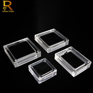 Acrylic Glass Top Gem Box White & Black Showcase Gemstone Casket Diamond Display Stand Holder Necklace Storage Organizer Case