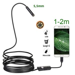 Camera Nội Soi Android 5.5MM 3 Trong 1 USB/Micro USB/Type-C Camera Kiểm Tra Borescope Chống Nước Cho Điện Thoại Thông Minh Màn Hình 2.4Inch