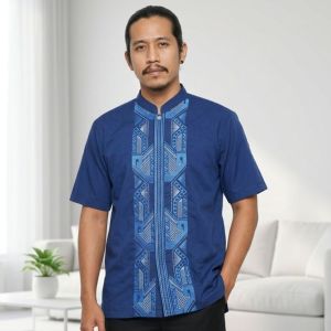 Ar-Rohman Store21/Baju Koko Bordir Lengan Pendek Motif Warna/Baju Koko Murah Katun Mikro Adem