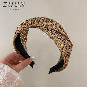 ZIJUN | Bohemian Hollow Straw Wide Headband Non-slip Hair Hoop