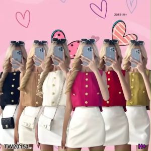 เสื้อกั๊ก ทวีสเกาหลีคอกลมมีซับทั้งตัว TT20151