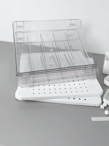 ชั้นวางของ ถาดวางเอกสาร A4 กล่องเก็บเอกสาร แผ่นวางของติดผนัง วางเรียงซ้อนเป็นชั้นได้ ใส่