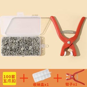 Bộ Cài Nút Bốn Vane Không Cần Khâu Bằng Sắt Cầm Tay Đai Nút Tròn Đai Cài Nút Đa Năng Đai Nút Ẩn Phụ Kiện May Vá DIY