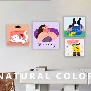 Dopamine Style Cartoon Wall Art Decorative Hanging Painting Waterproof Living Room Background Wall No Frame Bedroom Decor