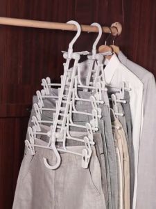ไม้แขวนกางเกง6ชั้น ไม้แขวนอเนกประสงค์ พร้อมที่หนีบ พับเก็บได้ ไม่เปลืองพื้นที่