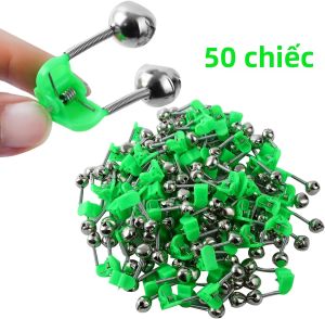 Bộ 50 Chuông Câu Cá Bằng Nhựa Có Đôi Chuông Báo Động Kẹp Âm Thanh Lớn Cho Đêm Câu Cá Trên Băng Phụ Kiện