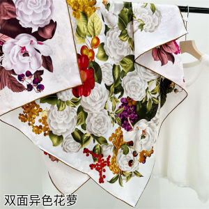 Luxury 100% Mulberry Silk Scarf 110cm Square Lady Print Premium Quality Neck Classic Wrap Soft Neckwear Shawls Wrap Bandana Gift