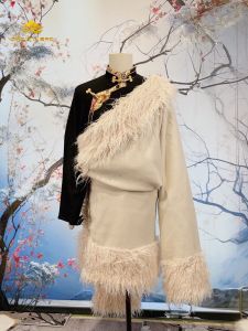 คู่ใหม่ชุดทิเบตเสื้อผ้าประจําชาติการถ่ายภาพการถ่ายภาพท่องเที่ยวงานแต่งงาน เดรส ชนเผ่า เสื้อผ้าเสื้อผ้าทิเบต