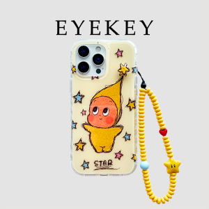 Eyekey Fun Cartoon Graffiti Rotating Star Little Person Compatible with  16promax Phone Case 17 New Model 13 Female 14pro with Chain 15 Full Cover Anti-fall Protective Case