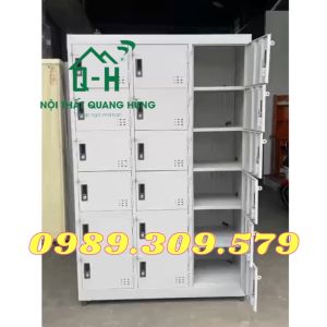 TỦ HỒ SƠ 18 NGĂN TỦ LOCKER 18 Ô GIÁ RẺ MÀU XÁM GHI SẮT SƠN TĨNH ĐIỆN DÀY DẶN