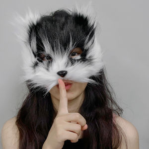 3D Fox Face Mask for Women Furry Cat Animal Halloween Cosplay Party Mask Fashion