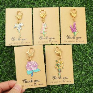 Bộ Móc Khóa Hoa 5/10 Chiếc Kèm Thiệp Cảm Ơn Hoa Anh Đào Hoa Mẫu Đơn Hướng Dương Thiết Kế Sáng Tạo Quà Tặng Sinh Nhật Cho Cặp Đôi